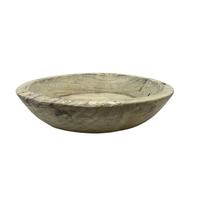 This vintage wood Parat bowl from India was once used to knead bread dough. It is a beautiful rustic piece and can be used...