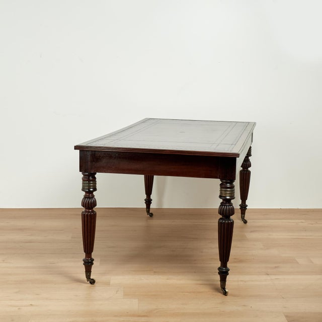 Antique English William IV Leather Top Library Table or Desk For Sale - Image 12 of 13