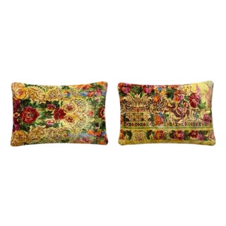 Handwoven Velvet Lumbar Pillow Cover 17'' X 24'' - Set of Two For Sale