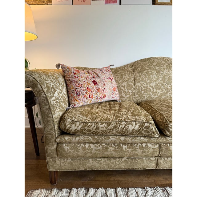 Vintage sofa likely from 1930s or 1940s completely restored and reupholstered with designer Damask fabric in 2006 (20...