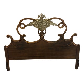 1960s Belle Epoque Gilt Wood Gold Paint/Leaf Carved Rococo King Headboard For Sale