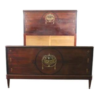 Beautiful Bronze Mounted French Louis XVI Style Full Size Bed For Sale