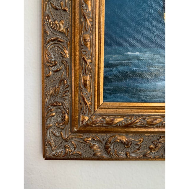 Traditional Contemporary Impressionist Style Seascape Painting on Canvas, Framed For Sale - Image 3 of 4