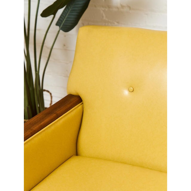 Yellow Yellow Vintage Sofa With Wood Arms For Sale - Image 8 of 10