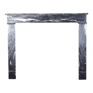 19th Century Louis Philippe Grey Saint Anne Marble Antique Fireplace Mantel