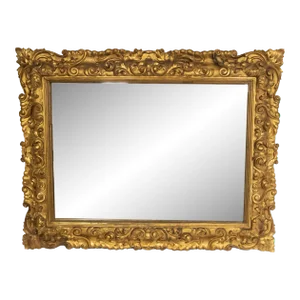 18th or 19th Century Massive Italian Giltwood Carved Florentine Painting Frame Mirror