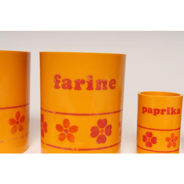 Orange Vintage French Orange Melamine Ten Piece Canister / Spice Set by Sitap For Sale - Image 8 of 18
