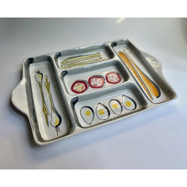 Mid 20th Century Italian Modern Hand Painted Handled Art Pottery Tray For Sale - Image 18 of 18