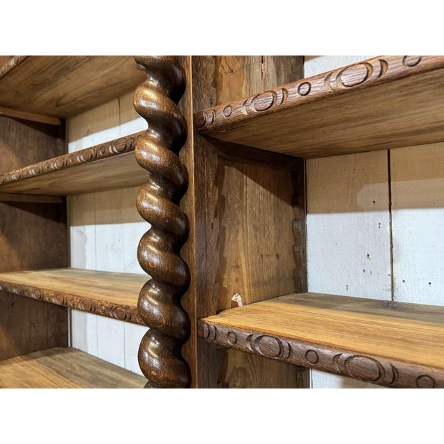 Antique Oak and Fir Wood-Paneled Bookcase, 1900s For Sale - Image 12 of 18