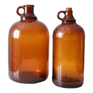 Vintage Brown Glass Bottle Jugs Pair