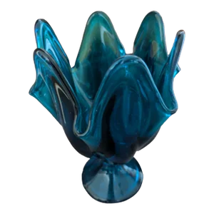 Viking Bluenique 6 Petal Handkerchief Glass Vase