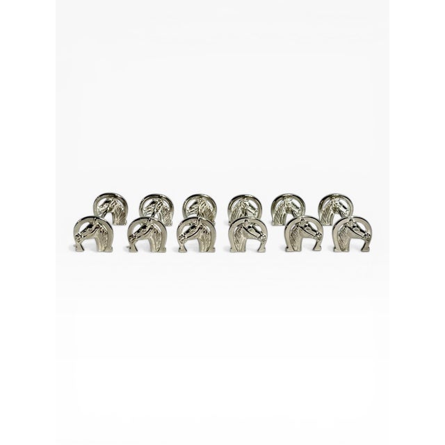 Elegant set of six silver plate knife rests featuring finely detailed horse head motifs, perfect for adding a refined...