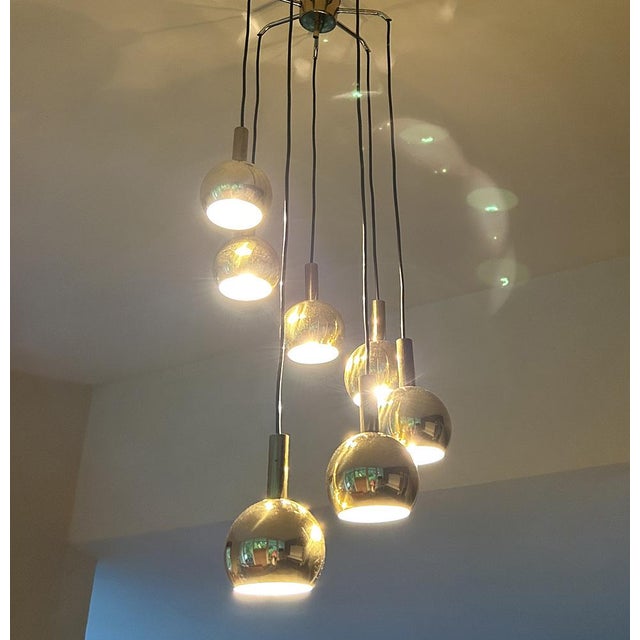 Mid-Century Cascade Pendant Light in Brass from Staff Leuchten, 1970s For Sale - Image 10 of 18