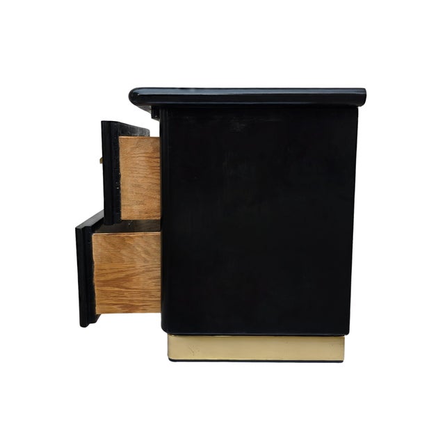 Metal Pair of 1970s Lane Altavista "Espana" Nightstands - Black & Gold Hollywood Regency For Sale - Image 7 of 17