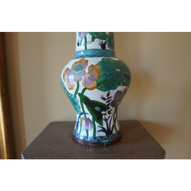 Vintage Porcelain Flower Tall Vase For Sale - Image 13 of 16