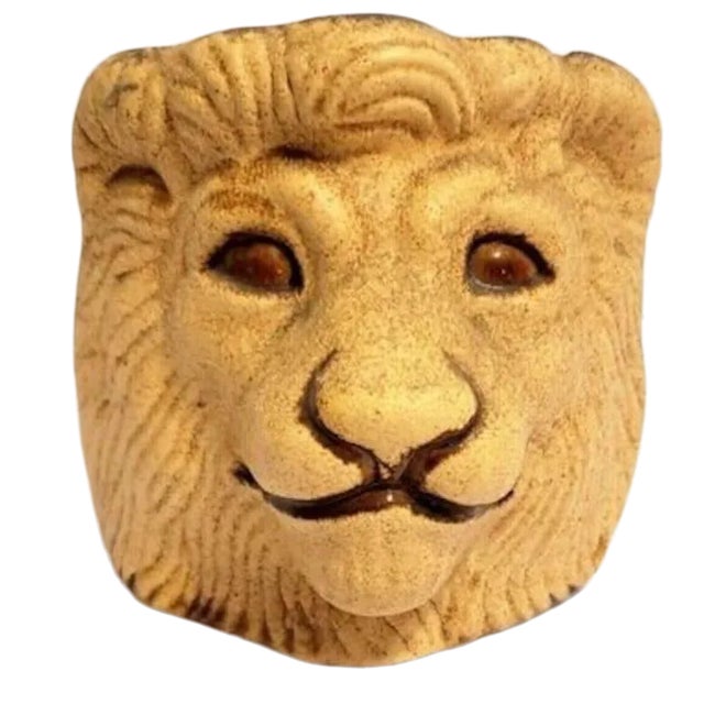 Mid-Century Modern Haeger Sandstone Lion Head Planter For Sale