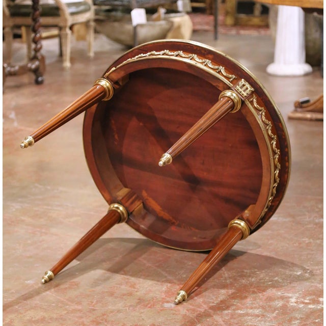 French Louis XVI Mahogany Guéridon With Marquetry Top and Bronze Mounts For Sale - Image 10 of 10