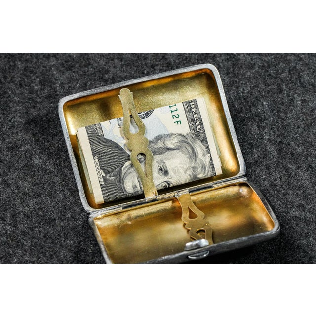 Fierce Hand Painted Enamel Tiger Antique Sterling Silver Luxury Cigarette Case Holder Tobacciana For Sale - Image 14 of 18