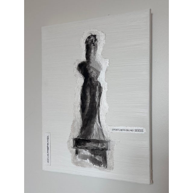 Abstract Leslie Poteet Busker "Statuesque XVIII ” Contemporary Black and White Abstract Oil Painting For Sale - Image 3 of 4