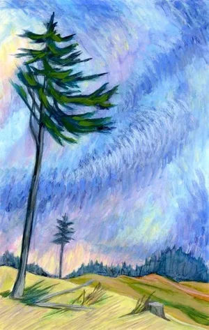 Original Miniature Oil Landscape Painting, "Resilience 2" by Kathleen Ney