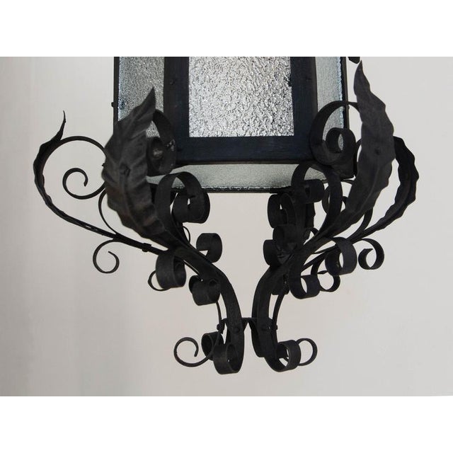 French Wrought Iron and Granita Glass Pendant, 1900s For Sale - Image 9 of 14