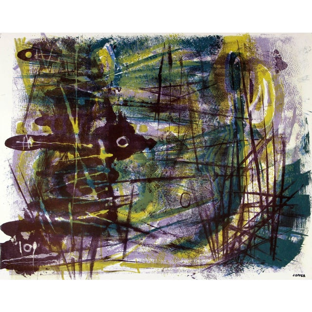 Jerry Opper Abstract Expressionist Lithograph, Circa 1950 For Sale