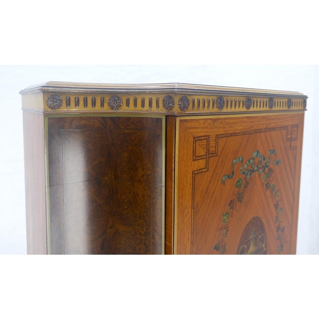 Berkey & Gay Adams Style Hand Painted Decorated Satinwood Cabinet Large Stretcher Finial MINT For Sale - Image 4 of 16