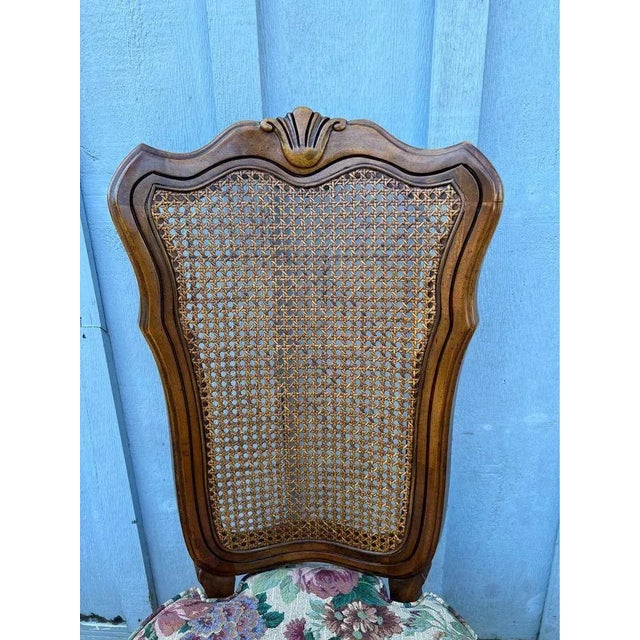 French Provincial White Furniture Vintage Louis XVI Style Walnut Dining Chairs - Set of 6 For Sale - Image 3 of 11