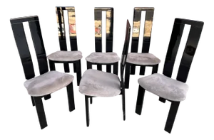 Black and Grey Chairs, 1980, Set of 6