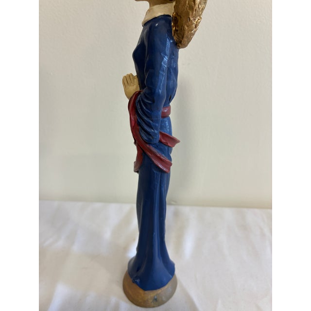Vintage Blue Angel Figurine With Gold Wings For Sale - Image 9 of 11