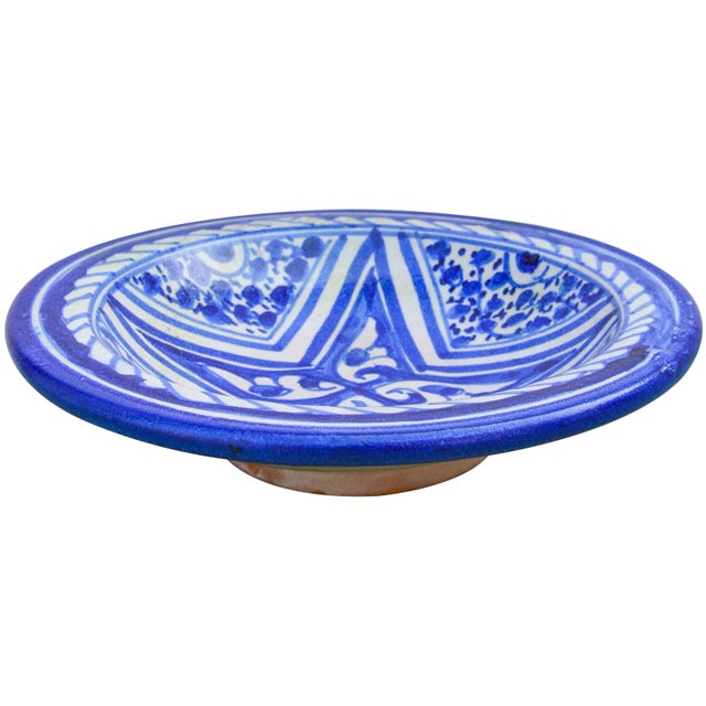Early 20th Century Early 20th Century Blue Moroccan Wall Plate For Sale - Image 5 of 8