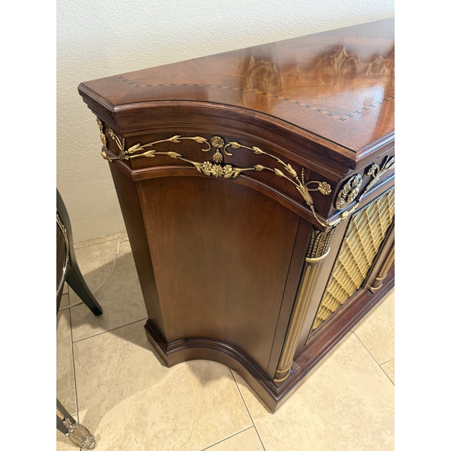 Regency Mahogany Inlaid Credenza W/Brass Grill Inset Doors For Sale - Image 9 of 18