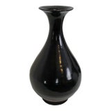 Black Ceramic Flute Vase For Sale