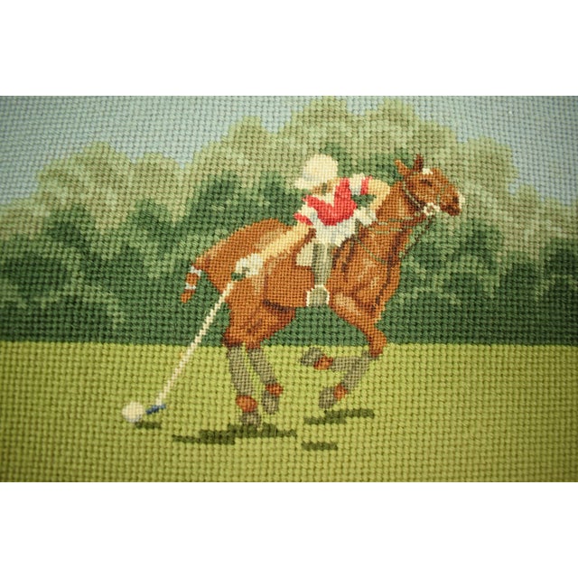 Green Polo Needlepoint Bridge Table Cover For Sale - Image 8 of 8