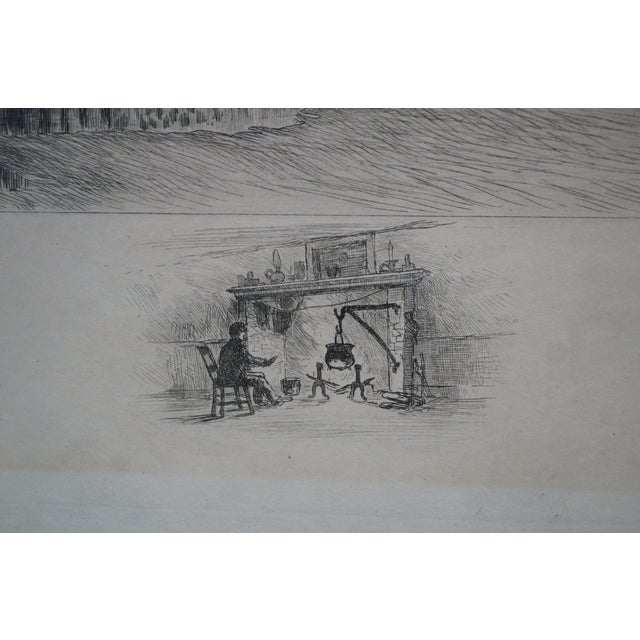 Antique Charles Frederick Mielatz Signed Country Farmhouse Etching 32" For Sale - Image 10 of 11