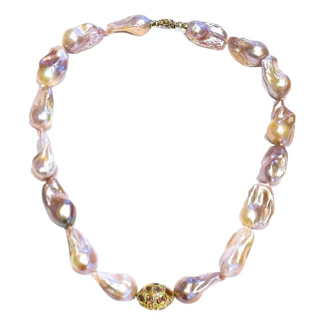 Bochic “Capri” Vintage Pearl & Multi Gem Necklace Set in 18K & Silver For Sale