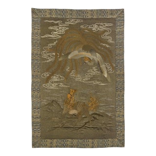 Massive Japanese Embroidery Tapestry Display Box Meiji Period For Sale