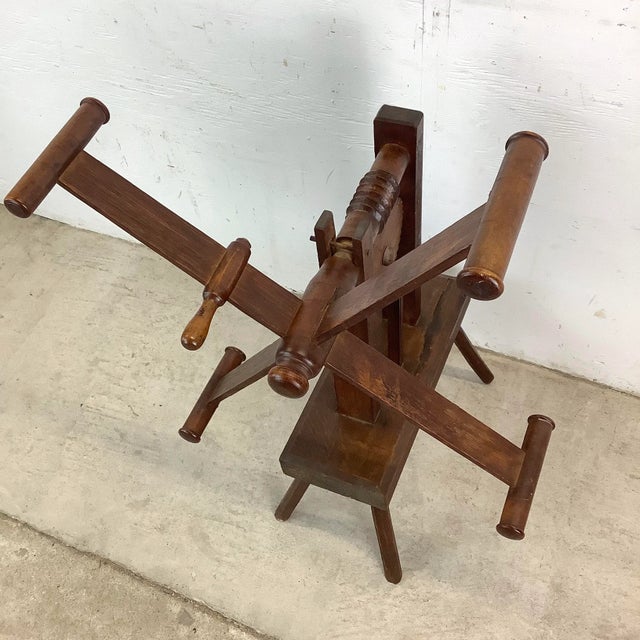 Vintage Wooden Yarn Winder With Handcrafted Detail For Sale In Philadelphia - Image 6 of 12