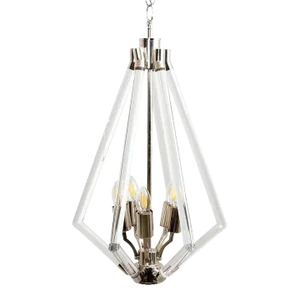 Lucite and Chrome Chandelier