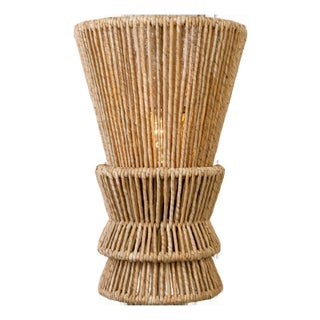 Chapman & Myers for Visual Comfort Signature Antigua Medium Sconce in Bronze and Natural Abaca For Sale