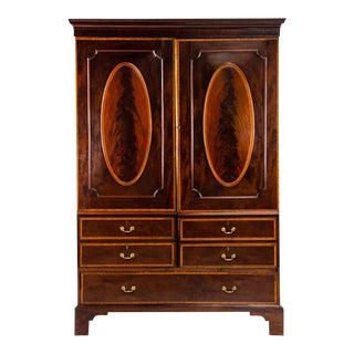 Early 19th C. English Regency Inlay Armoire For Sale