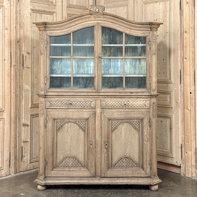 18th Century Rustic Belgian Regence Stripped Oak Bookcase Cabinet For Sale - Image 4 of 18