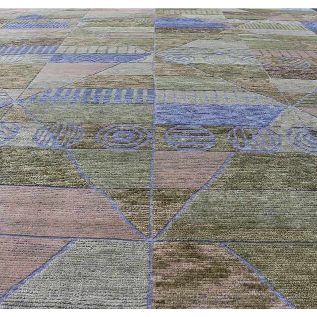 Large Piled Scandinavian Sub-Geometric Modern Rug by Keivan Woven Arts 10'1 X 14 For Sale In Atlanta - Image 6 of 12