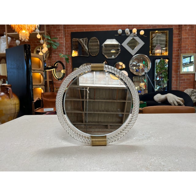 Vintage Italian Murano Round Table Mirror 1960s For Sale - Image 4 of 8