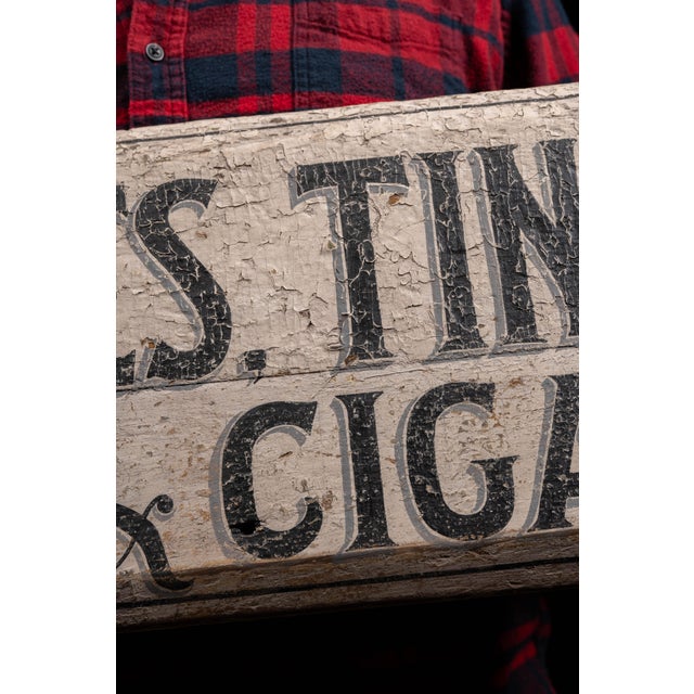 Antique "Groceries" Hand-Painted Wooden Storefront Sign For Sale In Chicago - Image 6 of 7