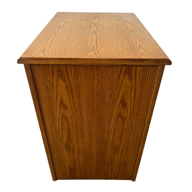 Vintage Tiger Oak File Cabinet Two Drawers One Locks Paneled Sides Legal Size For Sale In Palm Springs - Image 6 of 11
