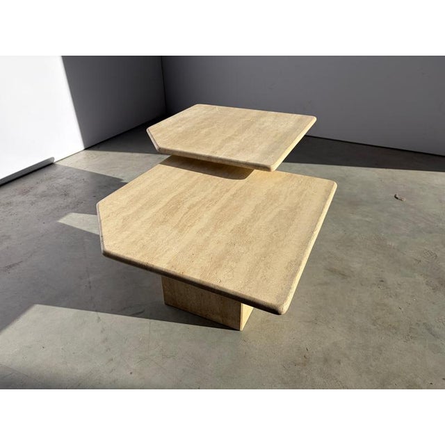 Vintage Travertine Nesting Tables, 1970s, Set of 2 For Sale - Image 6 of 10