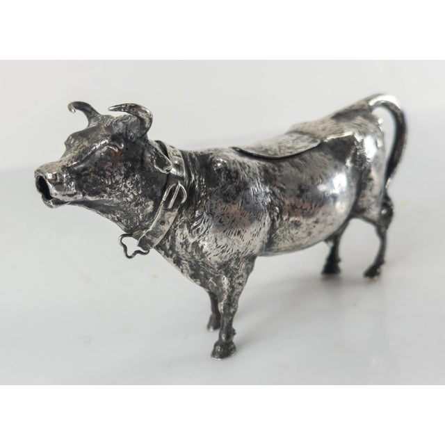 English Late 19th Century German .800 Hanau Silver Cow Form Creamer by Neresheimer For Sale - Image 3 of 13