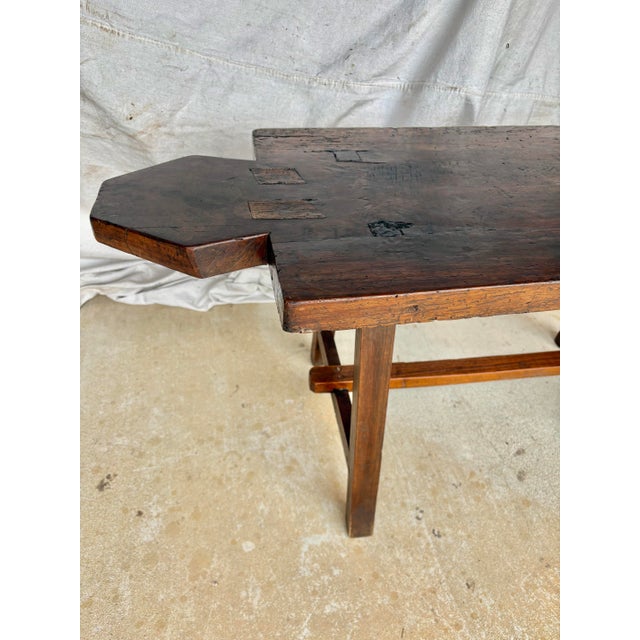 French Early 20th Century French Walnut Bread Cutting Board Side Table For Sale - Image 3 of 12