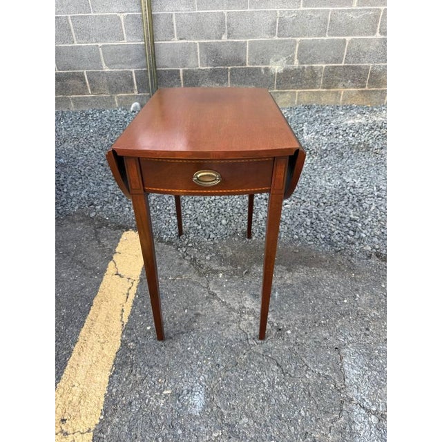 Vintage Federal Style Mahogany Inlaid Pembroke Drop Leaf Tables Rich wood grain, dovetail joint construction Well made...